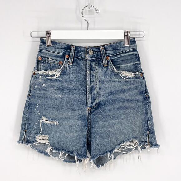 AGOLDE Dee High Rise Cut Off Shorts Women’s Size 24 Riccochet Distressed - Picture 2 of 5